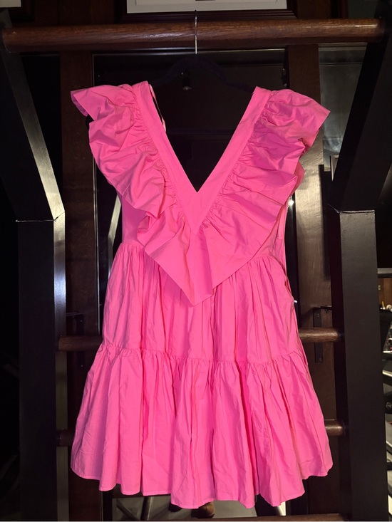 Mable Dresses & Skirts - Mable Bright Pink Ruffle V-Neck Sundress